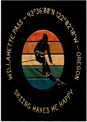 3dRose 22x30 Bath Hand Pool Towel - Willamette Pass, Oregon. Man Skier. Yellow, Black. Alpine Skiing Gift Alexis Design - American Skiing Places