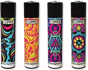 4 Clipper Psychedelic 3 Limited Edition Refillable Lighters