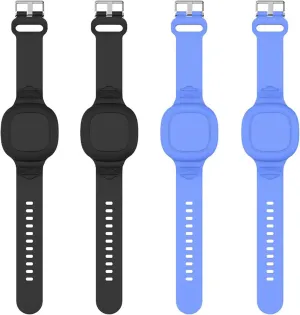 4 Packs Waterproof Bracelet for Tile Mate 2024/ Tile Mate 2022, Soft Silicone Wristband Holder Full Case Cover (2 Black 2 Blue)