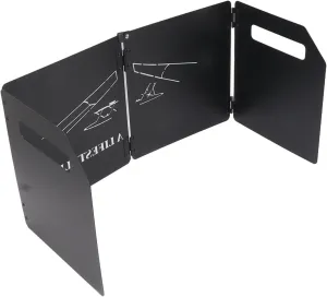 4 Plate Folding Stove Windshield with Handle Thickened Oilproof Carbon Steel Camping Stove Windshield for Outdoor BBQ (Black)
