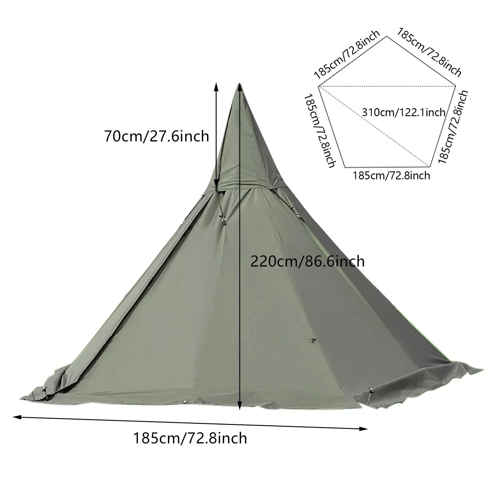 4 Season Waterproof Teepee Camping Tent with 2 Doors and Breathable Design