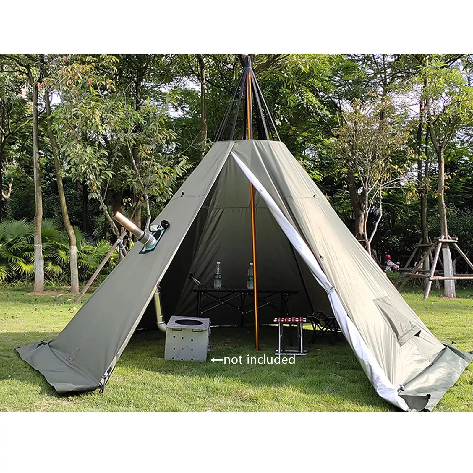 4 Season Waterproof Teepee Camping Tent with 2 Doors and Breathable Design