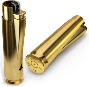 50 Cal BMG Clipper Refillable Adjustable Lighter - 50 BMG Casing Enclosure Case - Solid Brass