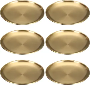 6-Pack of 10 in Stainless Steel Plates, Golden Metal Dinner Plates for Camping, Outdoor Meals, Salads