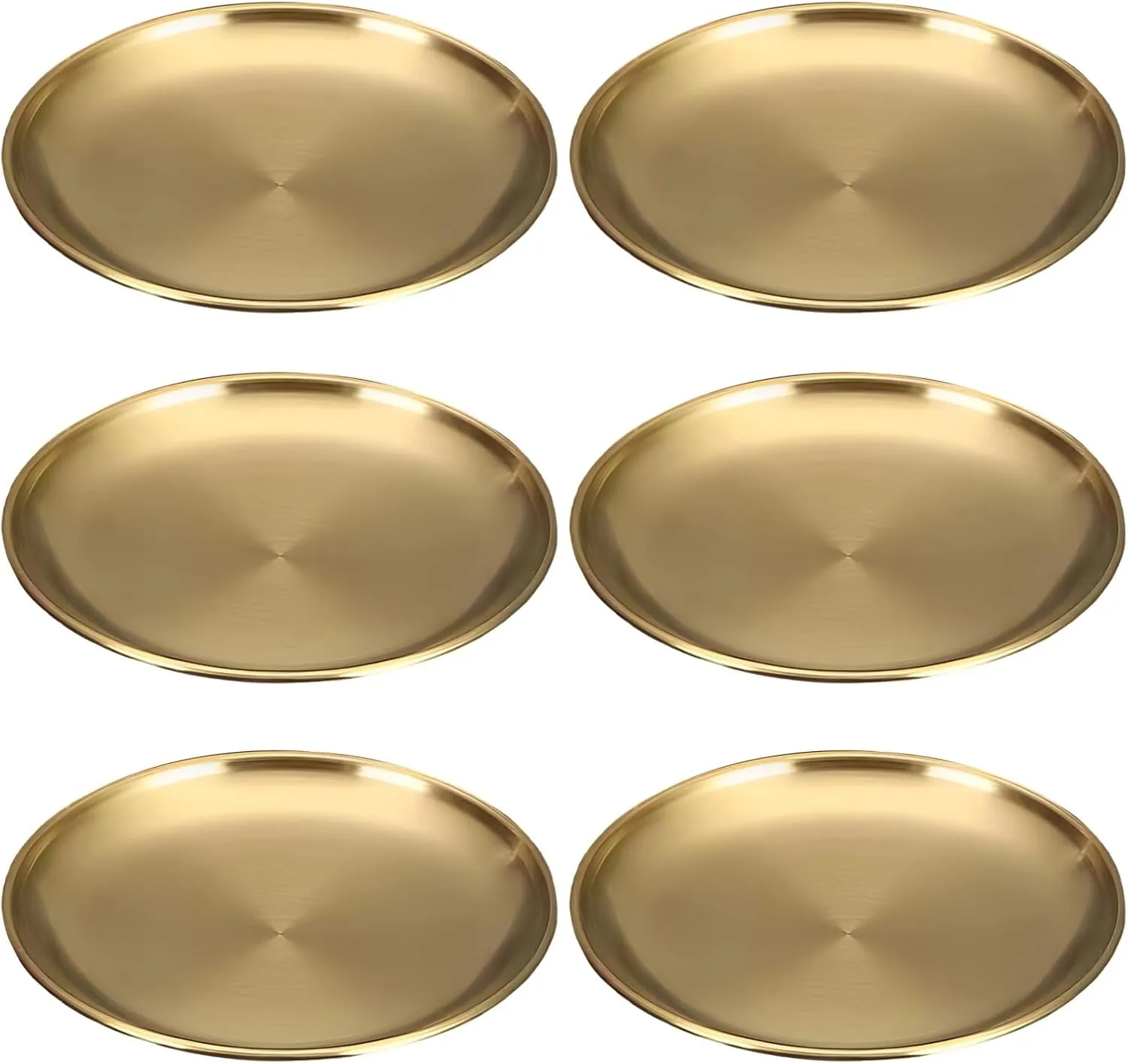 6-Pack of 10 in Stainless Steel Plates, Golden Metal Dinner Plates for Camping, Outdoor Meals, Salads