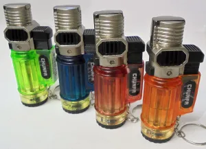 7 Eclipse Single Flame Torch Novelty Lighters, Refillable Butane Lighter, Child Resistant 1830-7