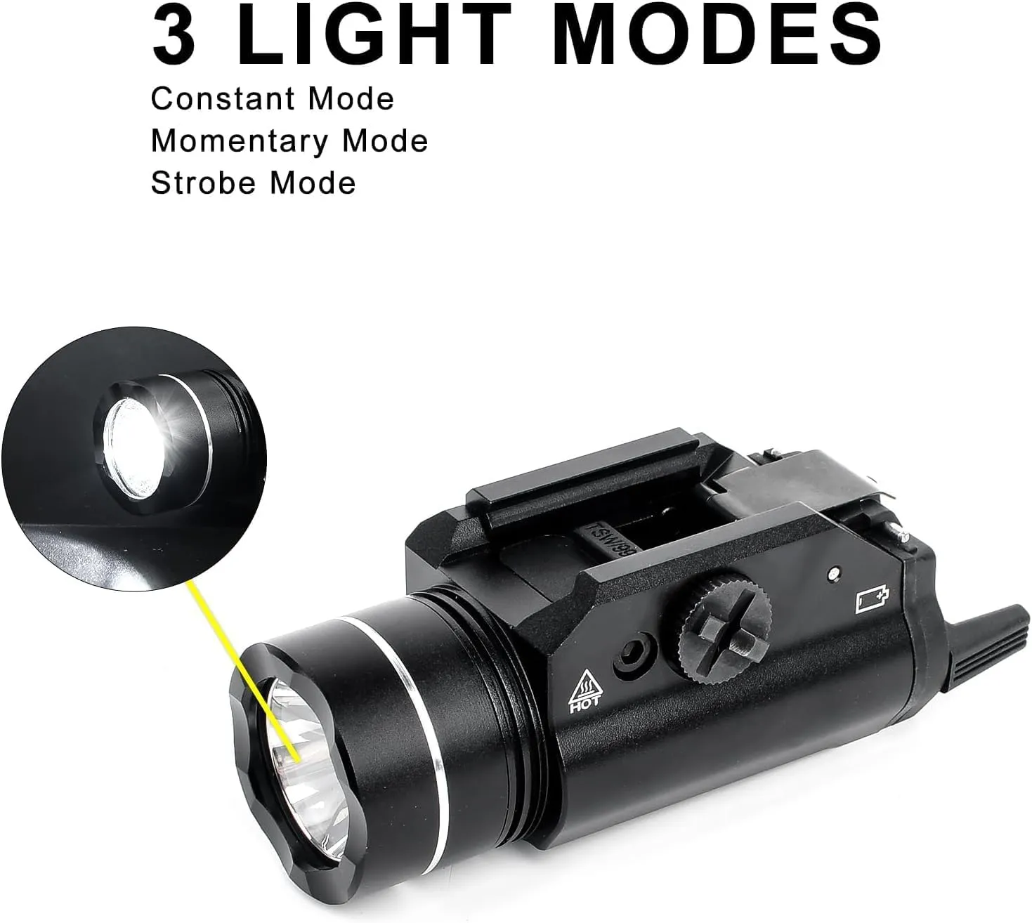 700 Lumens Pistol Light, with Strobe Constant Momentary 3 Modes, Compact Rail Mounted Light Tactical Flashlight for 20mm Picatinny Rail, MIL-STD-1913, GL Rails