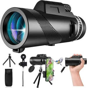 80x100 Monocular Telescope High Powered for Smartphone Monoculars for Adults High Definition for Stargazing Hunting Wildlife Bird Watching Travel Camping Hiking, 2, Bronze