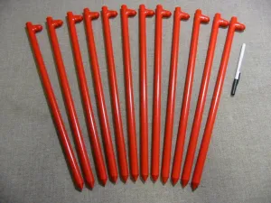 A 12 Pack of Heavy Duty Steel Tent Stakes 18" Long