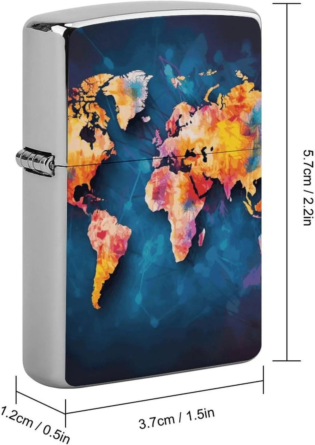 Abstract World Map Lighter Case, Personalized Double-Sided Graffiti Lighter Protective Cover, Stylish Metal Lighters Sleeve for Men Women