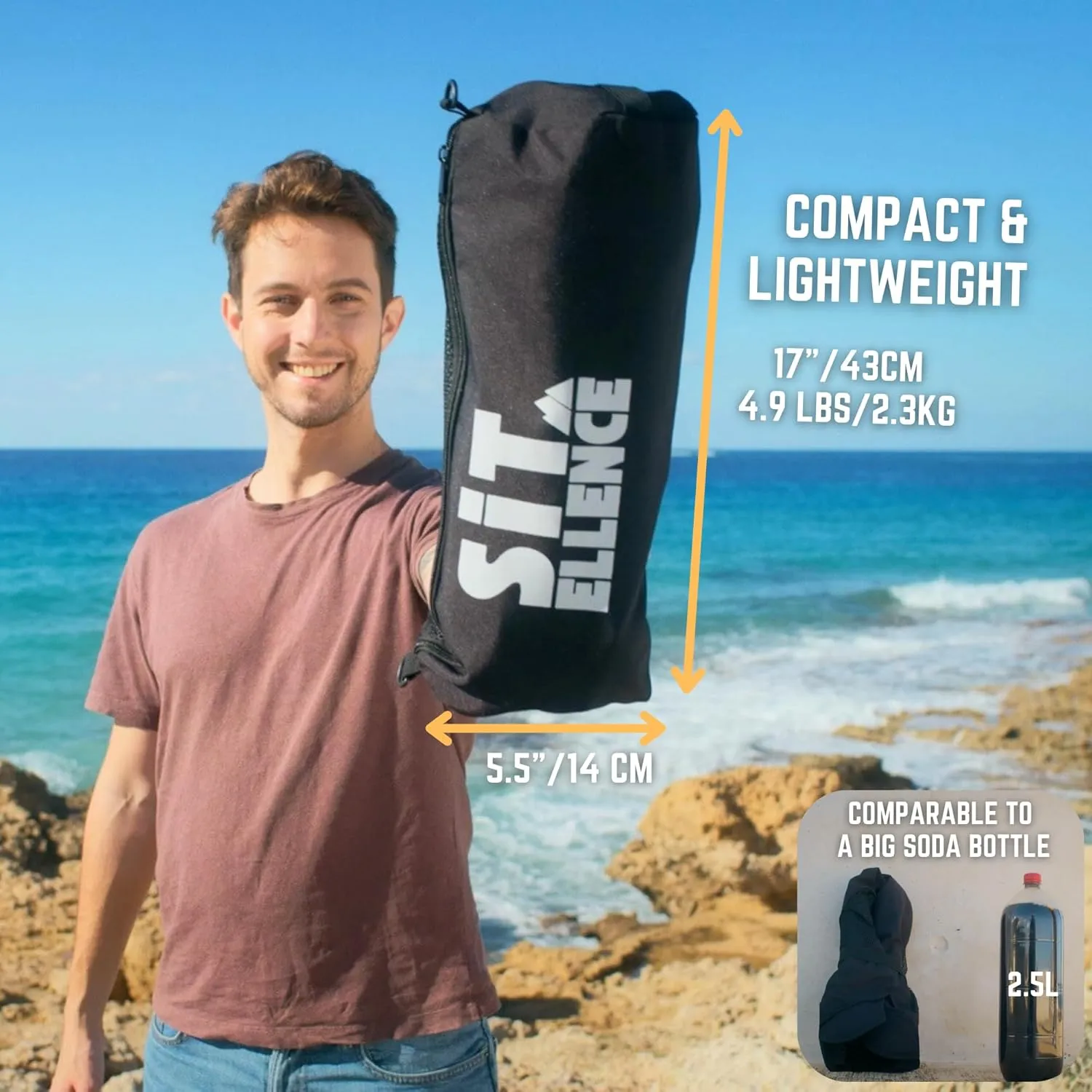 ADJ-Q2 Portable Camping Chair - Adjustable Height Folding Chair, Compact Collapsible Chair, Heavy Duty Outdoor Chair for Camping, Beach, Sports, Supports 350LBS, Leg-Base Enhanced - Black 2025 Edition