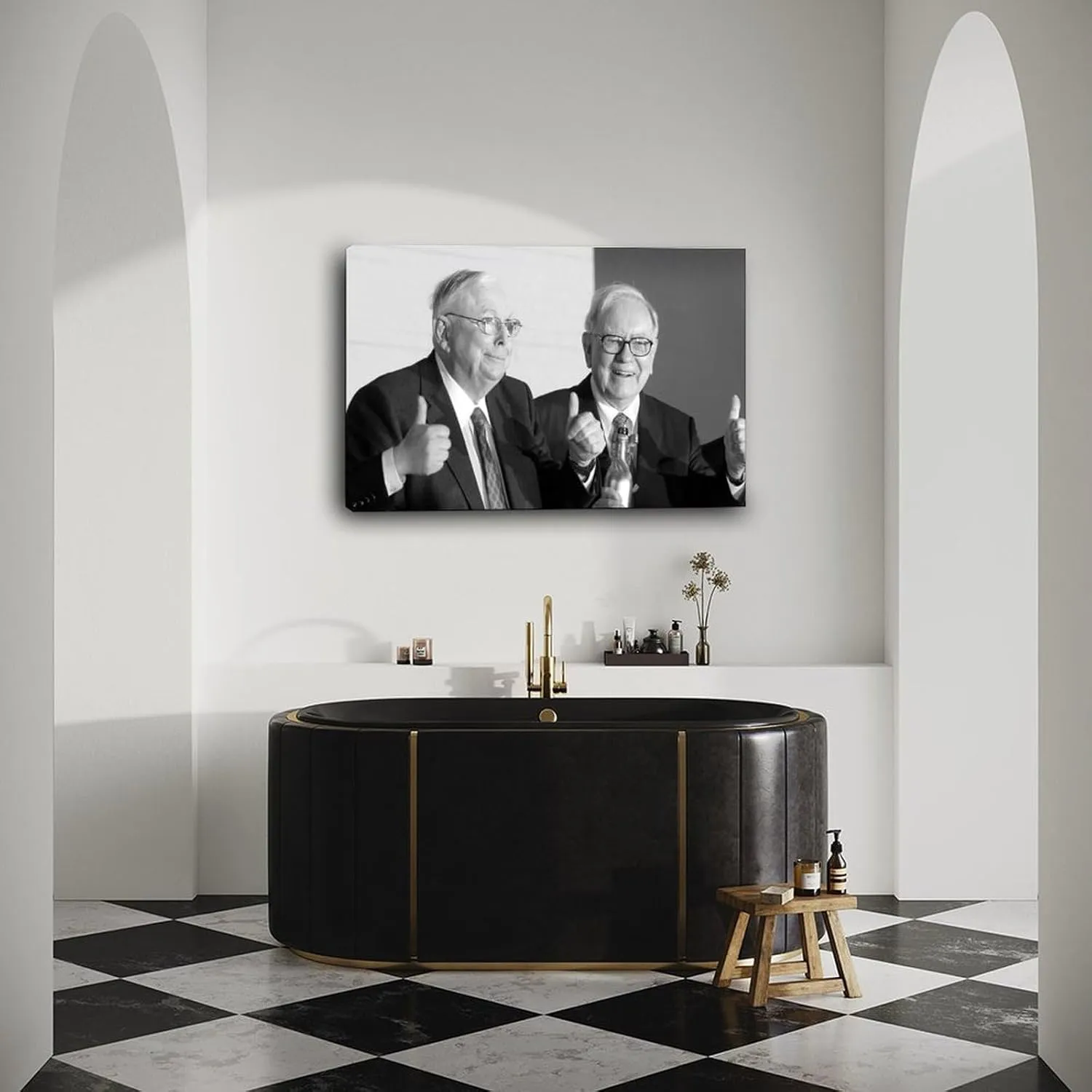 AINHJY Charlie Mungers And Warren Buffett Black And White Portrait Art Poster (2) Canvas Painting Wall Art Poster for Bedroom Living Room Decor 30x20inch(75x50cm)