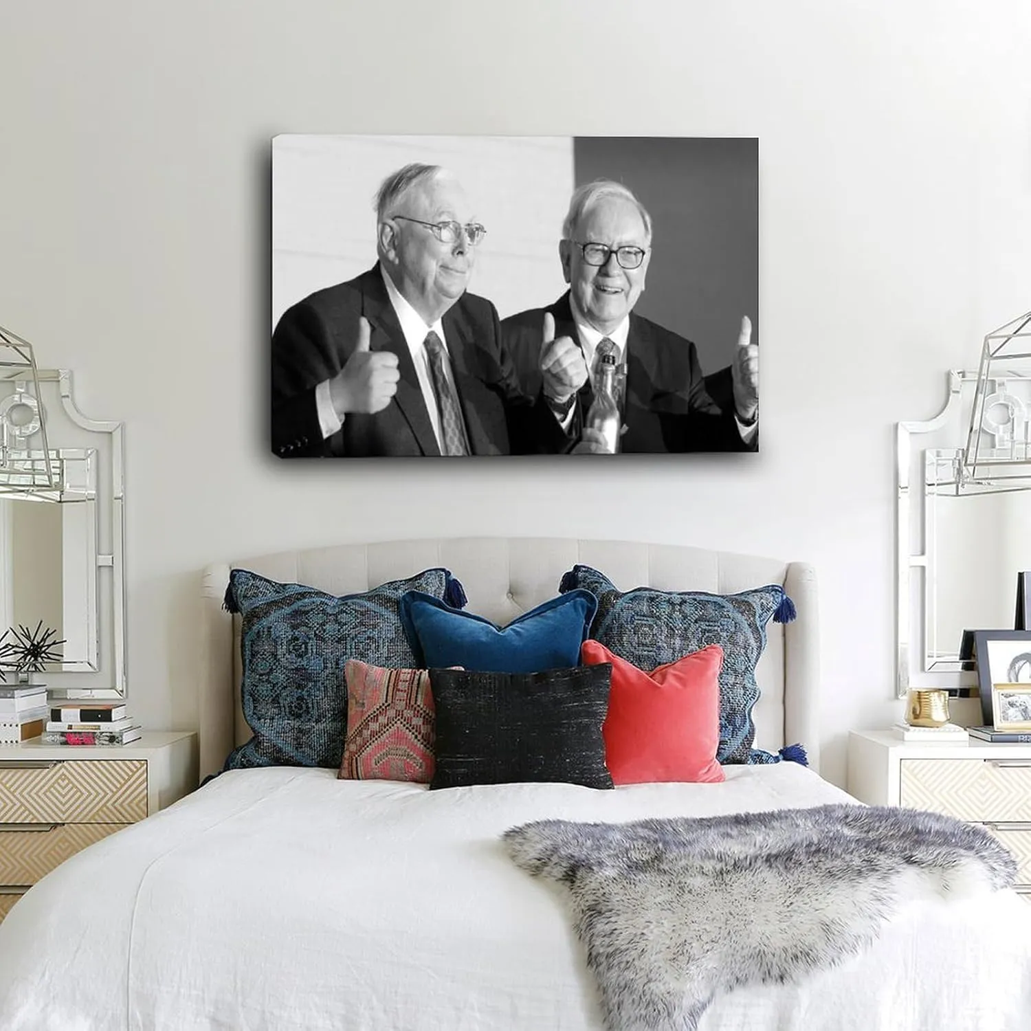 AINHJY Charlie Mungers And Warren Buffett Black And White Portrait Art Poster (2) Canvas Painting Wall Art Poster for Bedroom Living Room Decor 30x20inch(75x50cm)