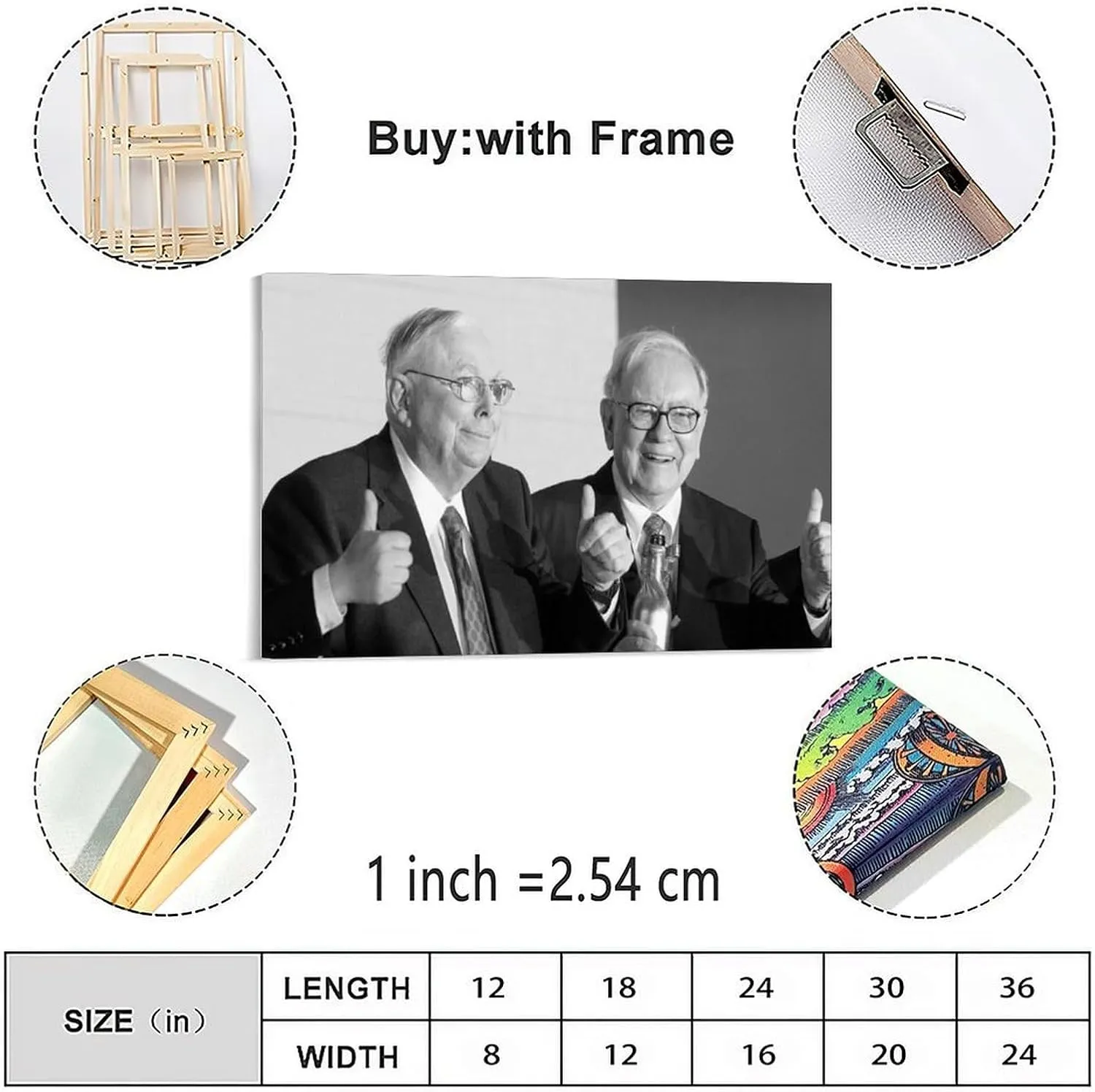 AINHJY Charlie Mungers And Warren Buffett Black And White Portrait Art Poster (2) Canvas Painting Wall Art Poster for Bedroom Living Room Decor 30x20inch(75x50cm)