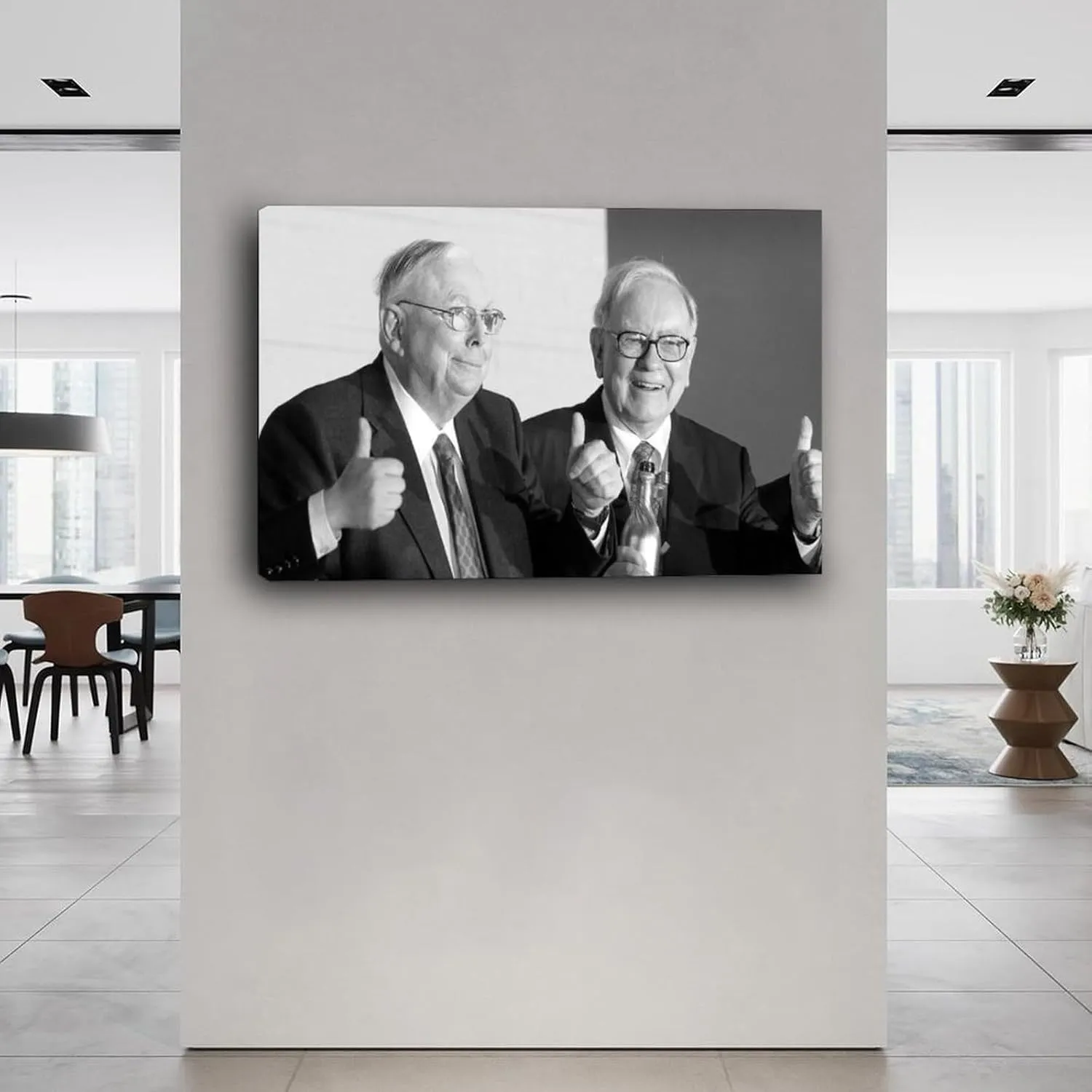 AINHJY Charlie Mungers And Warren Buffett Black And White Portrait Art Poster (2) Canvas Painting Wall Art Poster for Bedroom Living Room Decor 30x20inch(75x50cm)