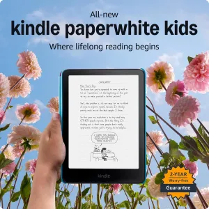 All-new Amazon Kindle Paperwhite Kids (16 GB) – Larger 7" glare-free display. Kids read an average of 1  hour per day with Kindle – Diary of a Wimpy Kid