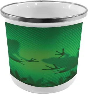 Ambesonne Animal Steel Camping Mug, Frog Shadow Silhouette on The Banana Tree Leaf in Tropical Lands Jungle Games Graphic, Printed Thermal Cup for Camping and Outdoor Activities, Green