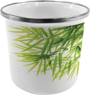 Ambesonne Asian Themed Steel Camping Mug, Leaves Greenery and Branches Image of Asian Jungles on Plain Back Print, Printed Thermal Cup for Camping and Outdoor Activities, White and Green