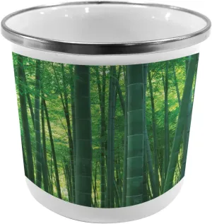 Ambesonne Asian Themed Steel Camping Mug, Oriental Exotic Trees in The Rainforest Horizontal Jungle Stalk Nature View Print, Printed Thermal Cup for Camping and Outdoor Activities, Green