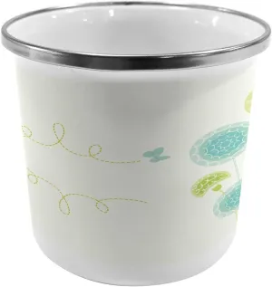 Ambesonne Dandelion Steel Camping Mug, Hand Drawn Bedding Plants with Butterflies Swirl Lines and Circles, Printed Thermal Cup for Camping and Outdoor Activities, Pale Green Sky Blue