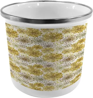 Ambesonne Floral Steel Camping Mug, Blossoms Petals Modern Dots Abstract Bedding Plants Gardening, Printed Thermal Cup for Camping and Outdoor Activities, Khaki Brown White