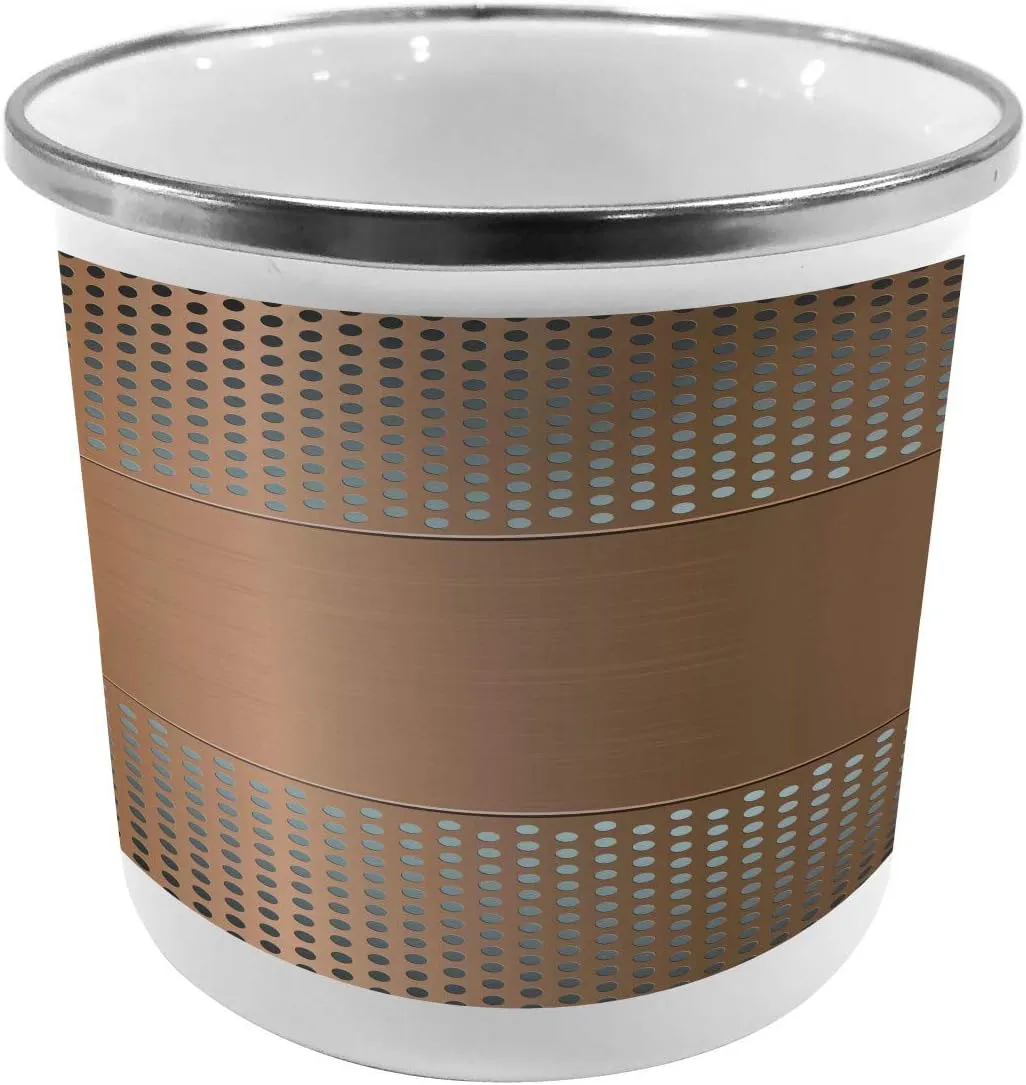 Ambesonne Industrial Metal Camping Cup, Perforated Grid Plate Steel with Dots Illustration Futuristic Technology Theme, Stainless Steel Mug for Indoor and Outdoor Activities, Umber Ombre