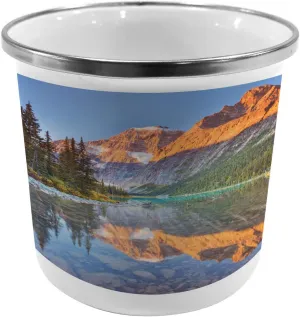 Ambesonne National Parks Steel Camping Mug, Canadian Rocky Mountain Range on Edith Cavell Lake Pastoral Image Print, Printed Thermal Cup for Camping and Outdoor Activities, Multicolor