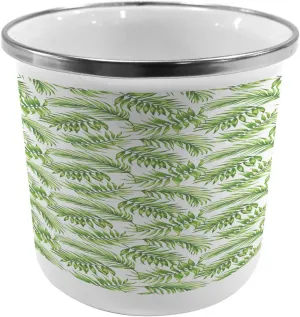 Ambesonne Palm Leaf Metal Camping Cup, Exotic Pattern with Tropical Leaves in Watercolor Art Style Jungle Luau Hawaii, Stainless Steel Mug for Indoor and Outdoor Activities, Fern Green