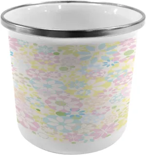 Ambesonne Pastel Metal Camping Cup, Blossoming Flowers Bedding Plants Spring Colors Botanical Colorful Meadow Theme, Stainless Steel Mug for Indoor and Outdoor Activities, Multicolor