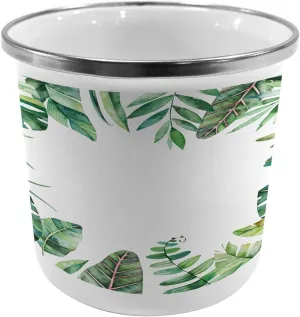 Ambesonne Plant Metal Camping Cup, Interesting Jungle Themed Picture with Leaves and an Opening to The Sky Exotic Art, Stainless Steel Mug for Indoor and Outdoor Activities, Fern Green