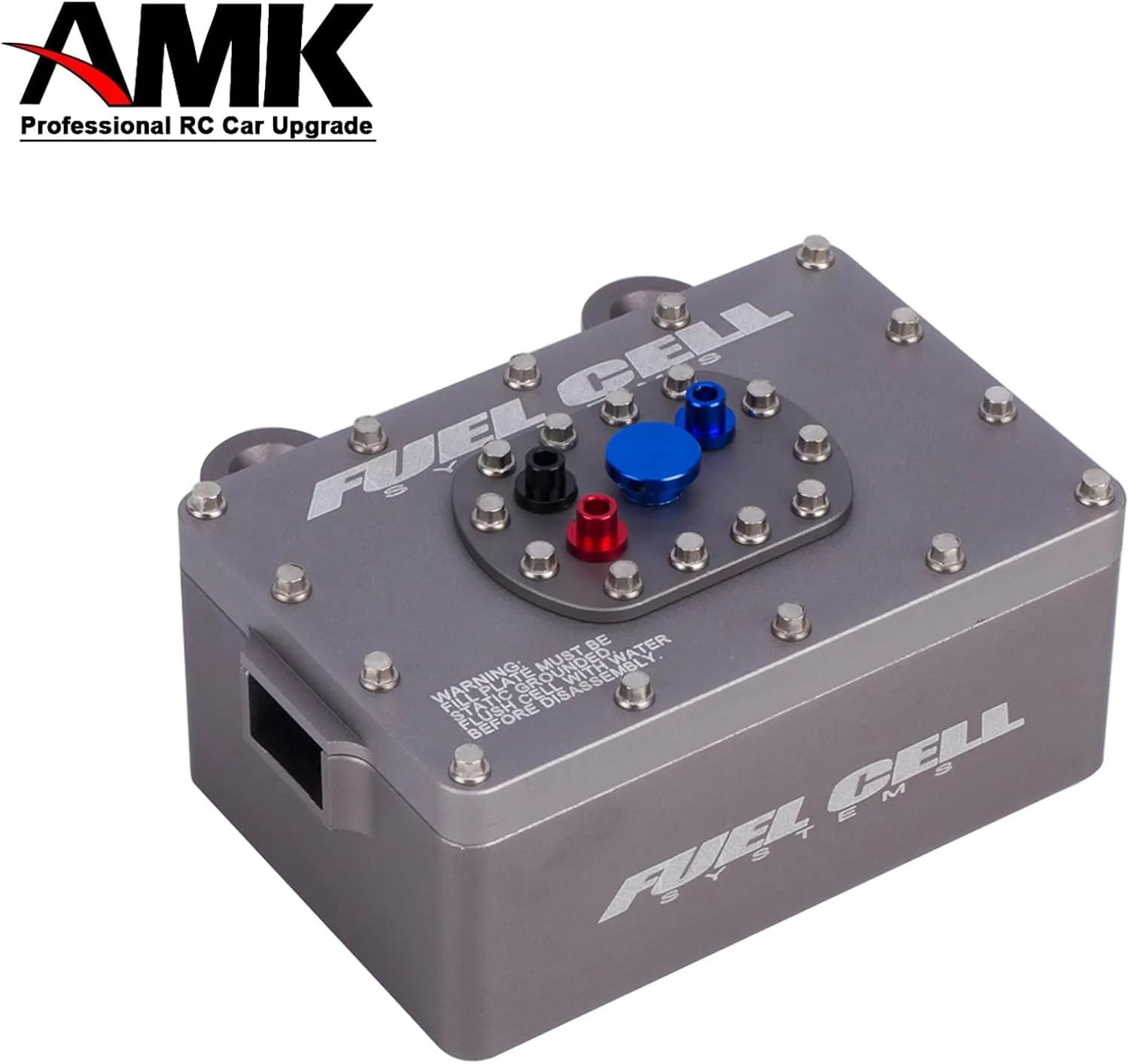 AMK 1/10 RC Crawler Fuel Cell Receiver, CNC Aluminum RC Cell Receiver, Simulated Fuel Tank for SCX10 PRO, Roll Cage, RR10 Capra, and Other RC Crawler Cars (Gray)