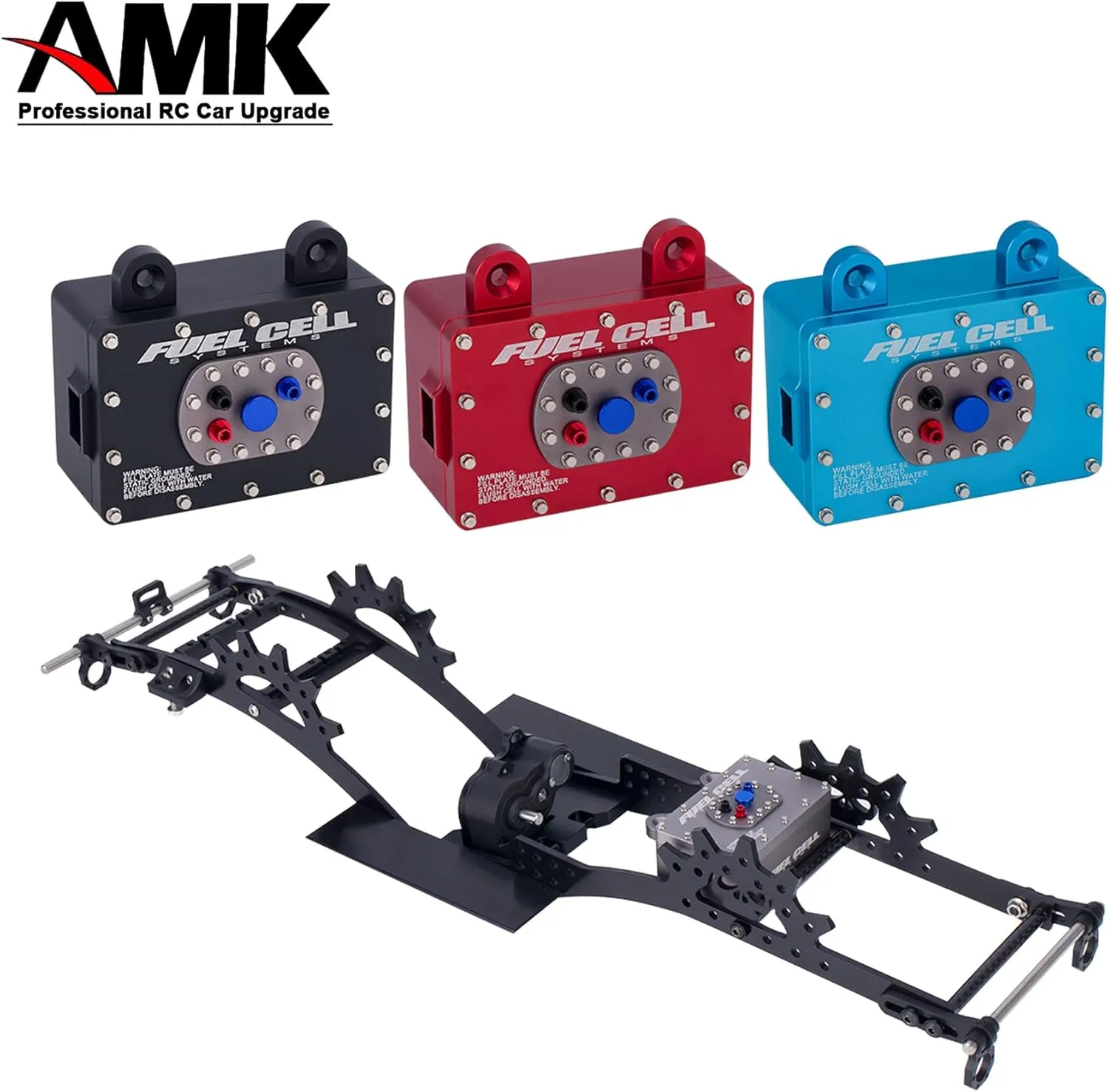 AMK 1/10 RC Crawler Fuel Cell Receiver, CNC Aluminum RC Cell Receiver, Simulated Fuel Tank for SCX10 PRO, Roll Cage, RR10 Capra, and Other RC Crawler Cars (Gray)