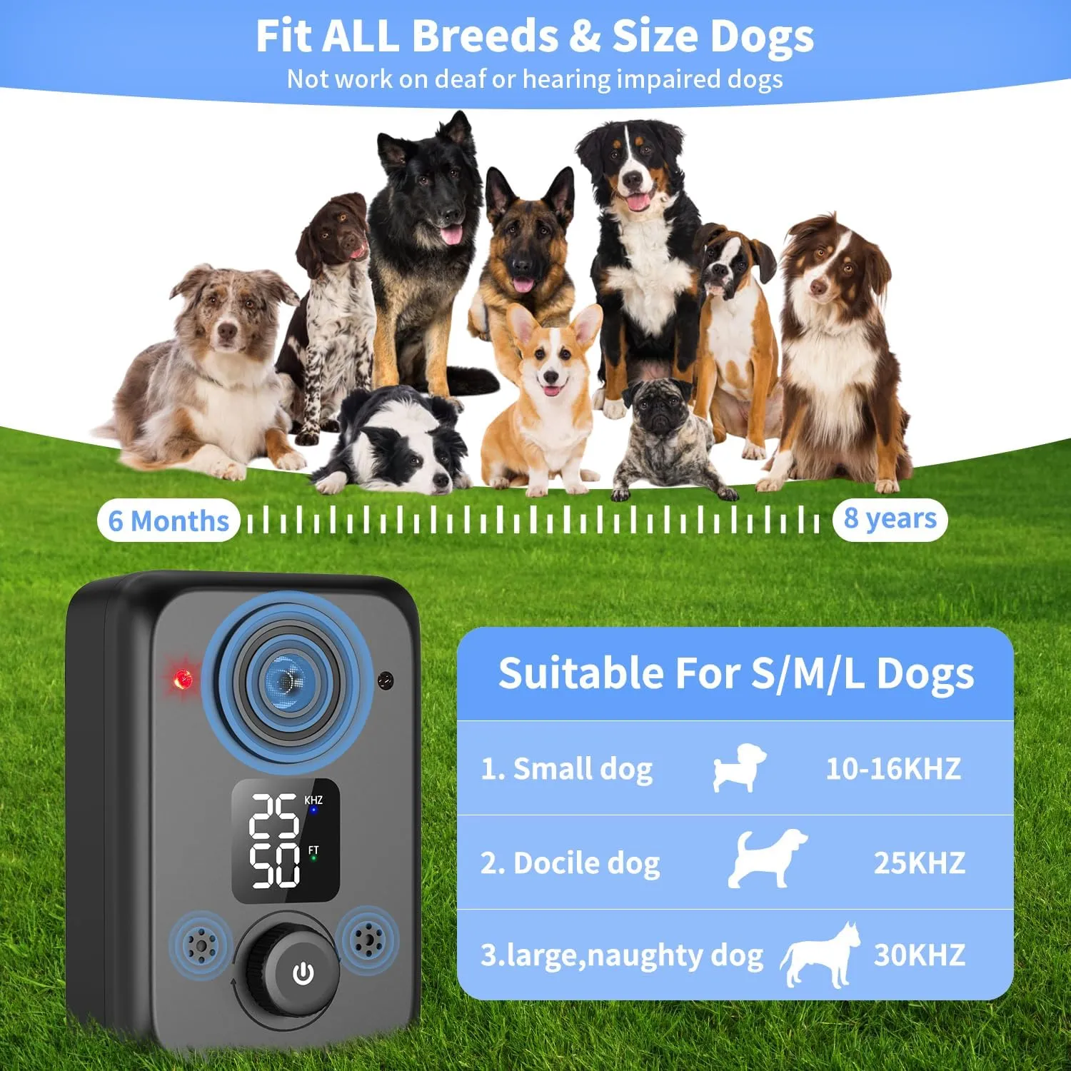 Anti Barking Device for Dogs,50FT Effective Range Dog Bark Deterrent Devices,3 Modes Rechargeable Dog Barking Control Devices,Fit All Breeds&Size Dogs Black,Medium