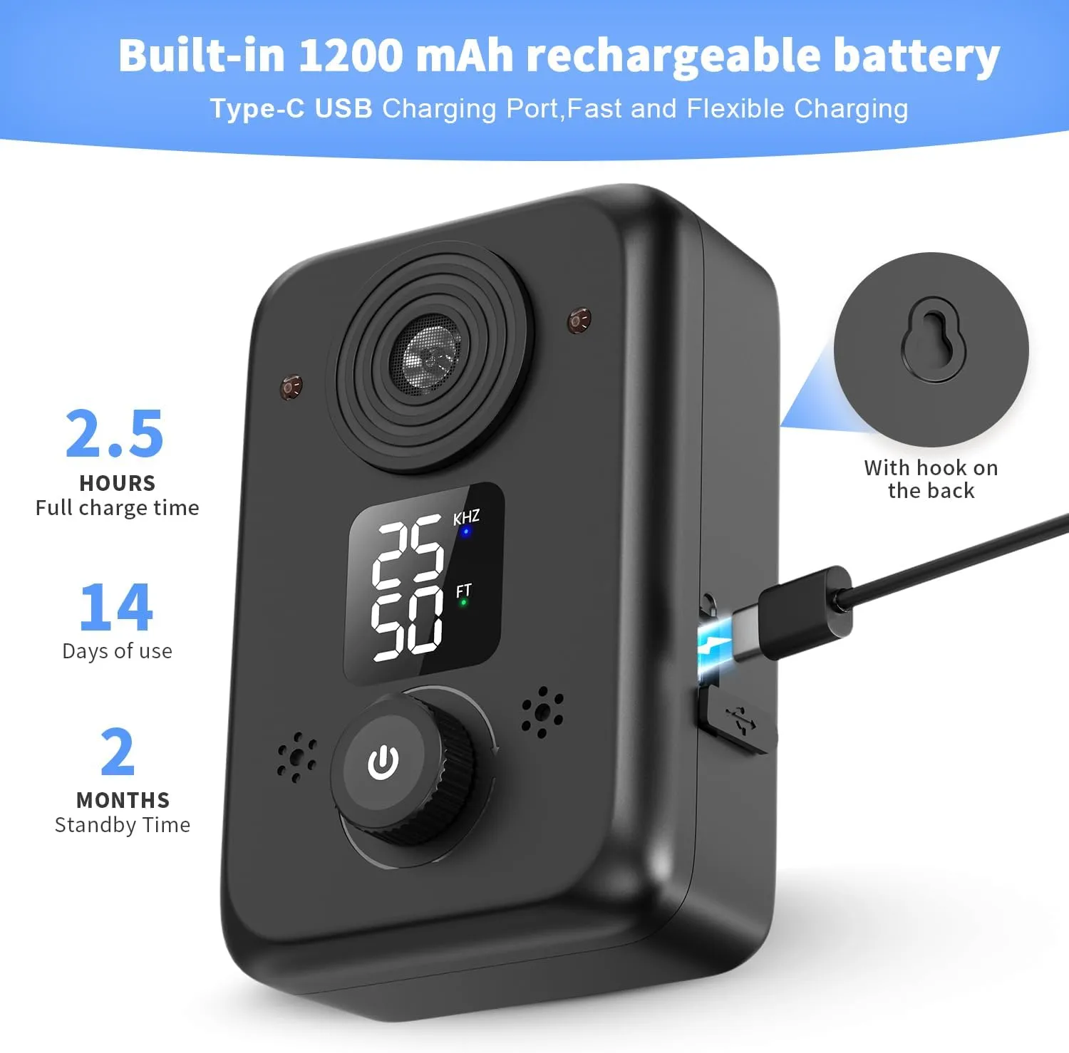 Anti Barking Device for Dogs,50FT Effective Range Dog Bark Deterrent Devices,3 Modes Rechargeable Dog Barking Control Devices,Fit All Breeds&Size Dogs Black,Medium
