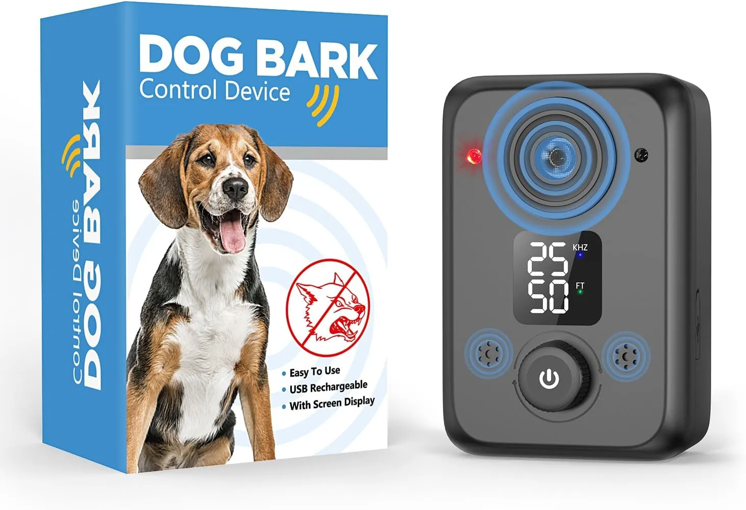 Anti Barking Device for Dogs,50FT Effective Range Dog Bark Deterrent Devices,3 Modes Rechargeable Dog Barking Control Devices,Fit All Breeds&Size Dogs Black,Medium