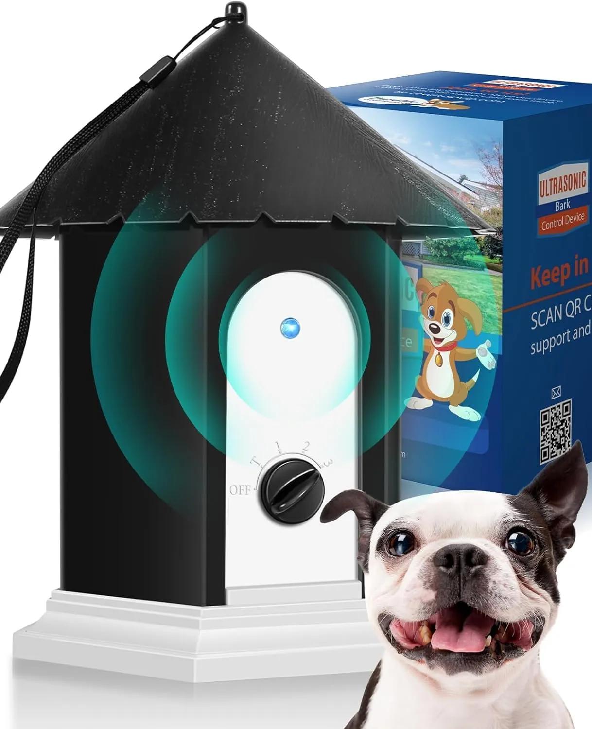 Anti Barking Device, Ultrasonic Dog Barking Deterrent Devices Up to 50 Ft Range, Rechargeable Dog Barking Control Device Bark Box with 3 Modes, Dog Barking Silencer Safe for Dogs & People