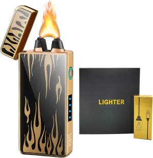 Arc Plasma Lighter Electric Lighters USB Rechargeable Windproof Flame Lighter with LED Battery Indicator(Flame)