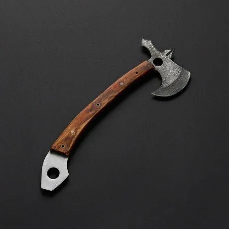Artisan Handmade Carbon Steel Hunting Axe with Rosewood and Iron Handle"