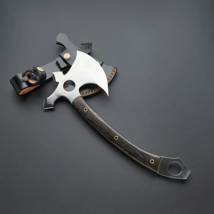 Artisan Handmade Carbon Steel Hunting Axe with Rosewood and Iron Handle"