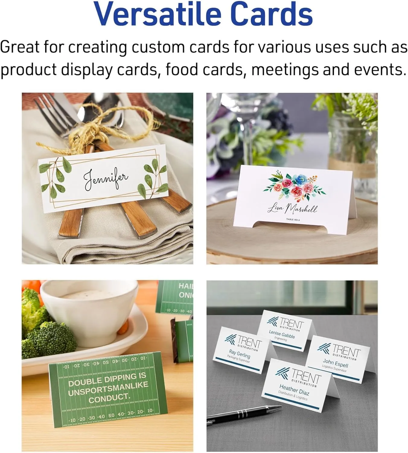 Avery Printable Arched Place Cards with Sure Feed Technology, 2-1/16" x 3-3/4", White, 100 Blank Tent Cards for Laser or Inkjet Printers (35700)