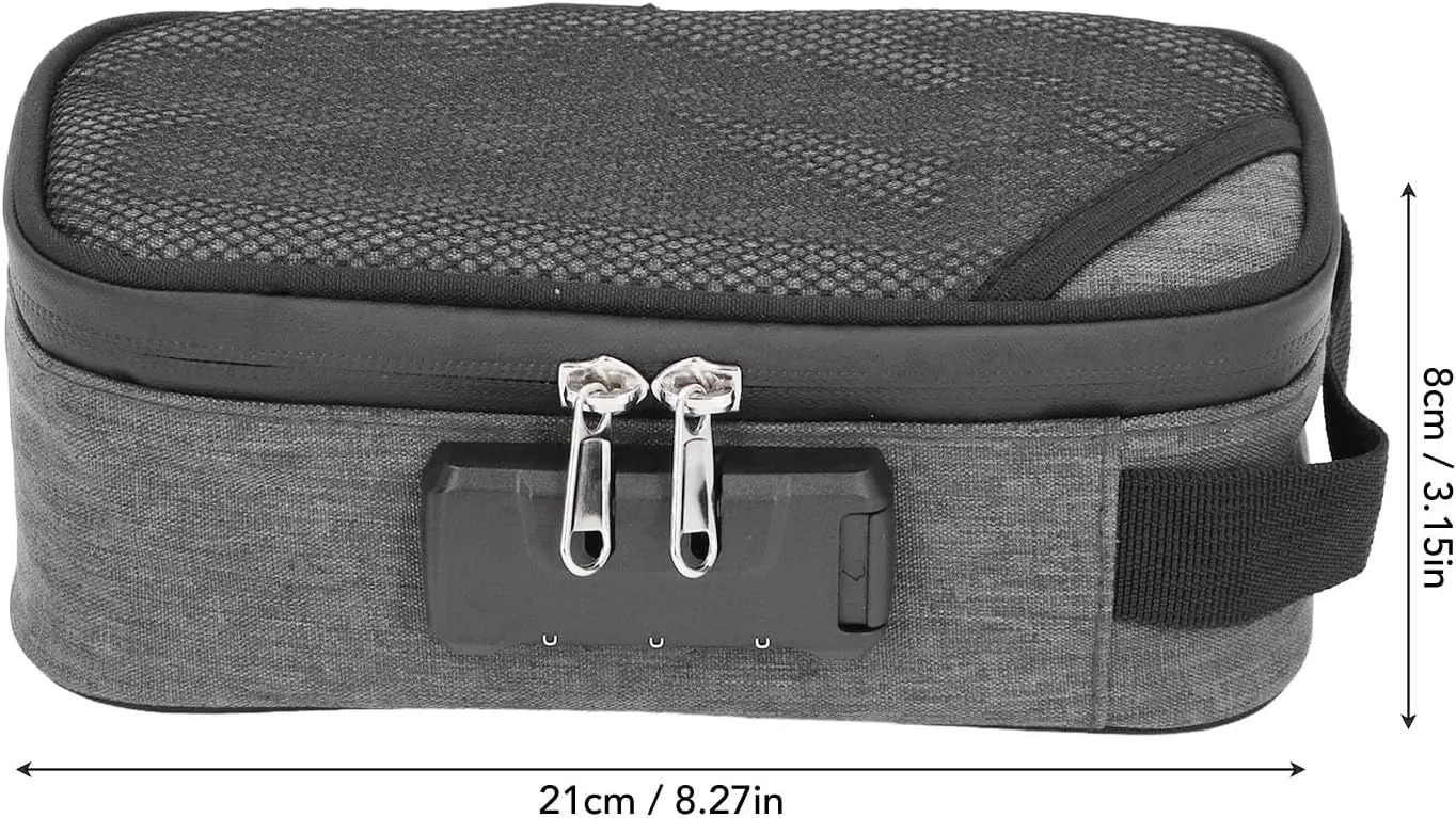 AYNEFY Smell Proof Bag,Odor Proof Pouch Organizer Activated Carbon Adsorption Effect Smell Proof Container with Lock Travel Storage Bag (Grey)