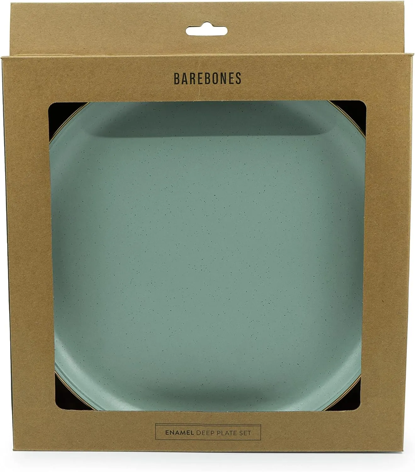 Barebones Enamel Deep Plate - Set of 2 Dinner Plates - Hand-Finished Baked Stainless Steel Trim Plate Set - Camping Kitchen and Dish Set (Mint)