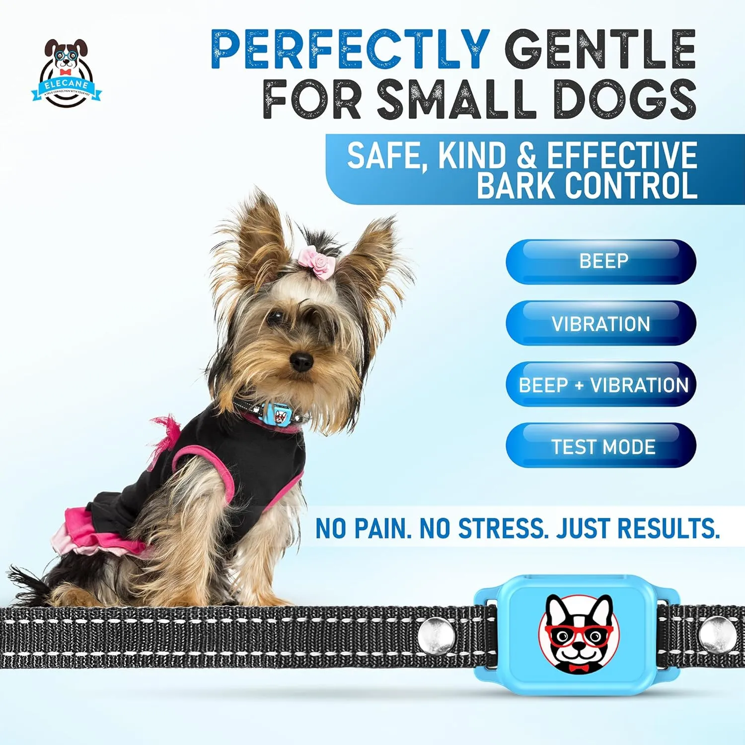 Bark Collar for Small Dogs 5-15 lbs with Magnetic Charging – No Shock, 3 Beep & Vibration Modes, 5 Sensitivity Levels – Humane Stop Anti-Barking Device – Dog Training Bark Collar (Blue)