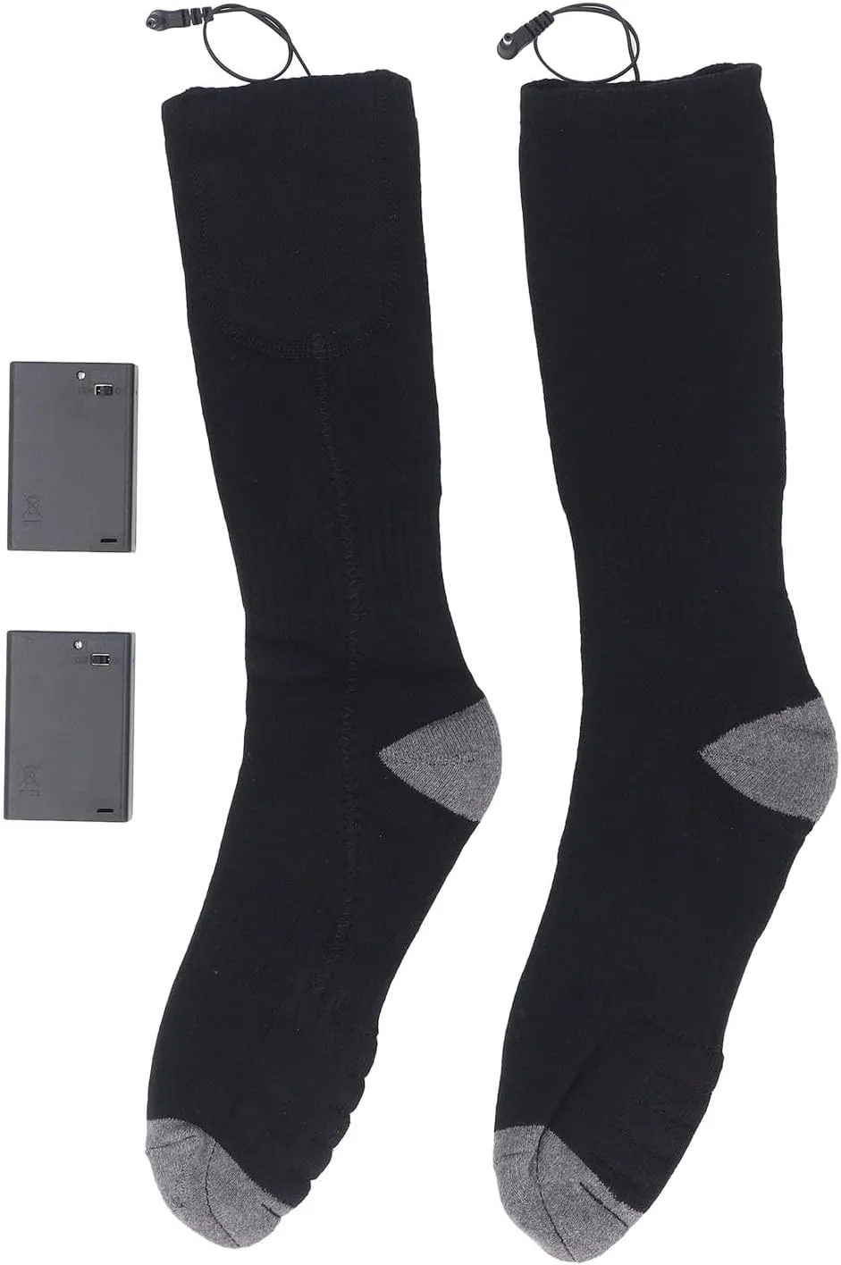 Battery Operated Heated Socks, Soft Cotton Material, One Size Fits All Ideal for Winter Travel, Skiing, Hiking, with Compact Design