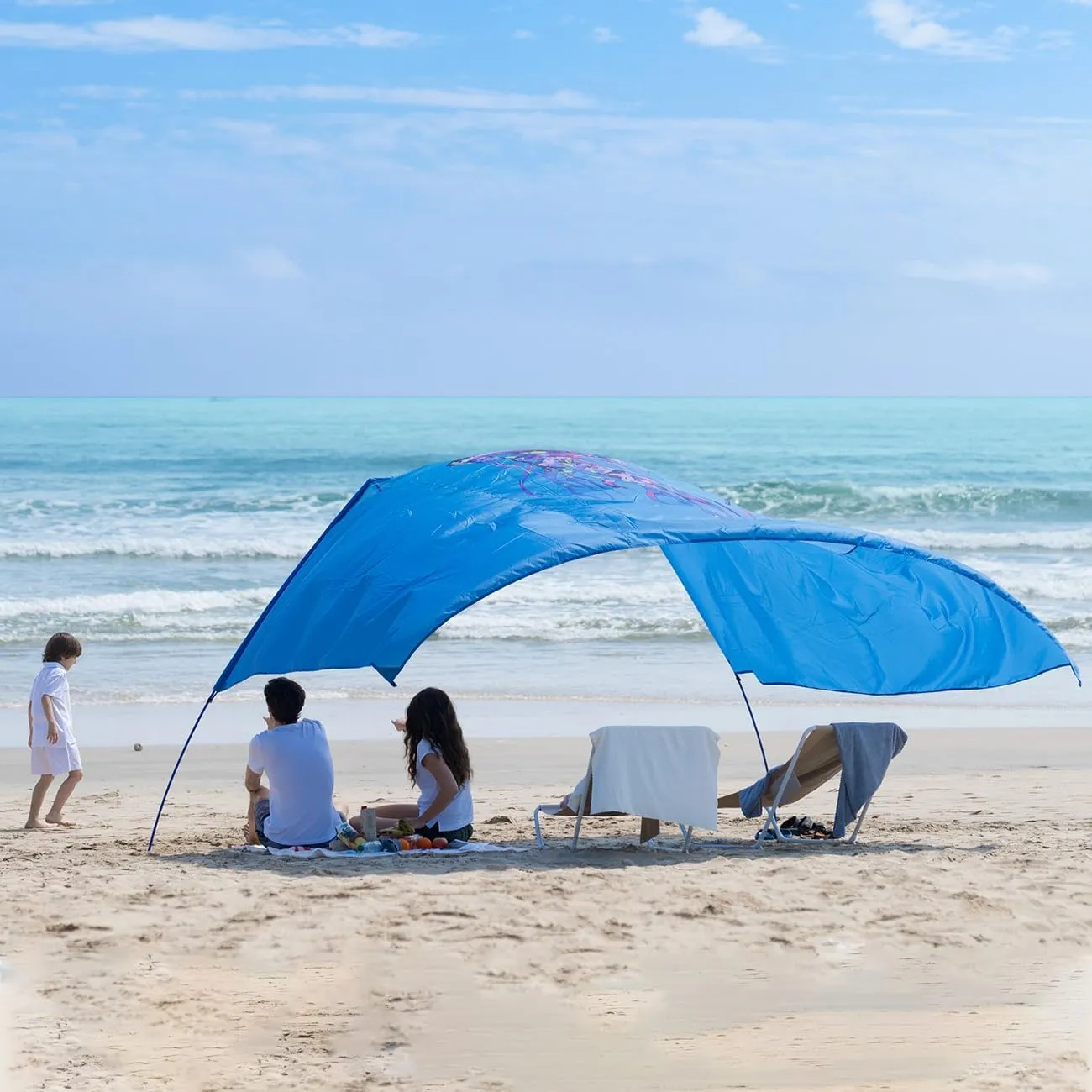 Beach Shade Tent Sun Canopy Shelter, Wind Canopy for Beach, Backyard, Park, Dessert, Light Weight, Easy Set Up, 150 Sq. Ft. of Shade for 3-6 People, Regatta Jellyfish