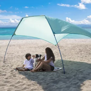 Beach Wind Shade Canopy, Shade Sun Shelter Tent for Beach, Backyard, Grassland, Park, Light Weight, Easy Set Up, 78 Sq. Ft. of Shade for 1-3 People, Lite Blue Tint