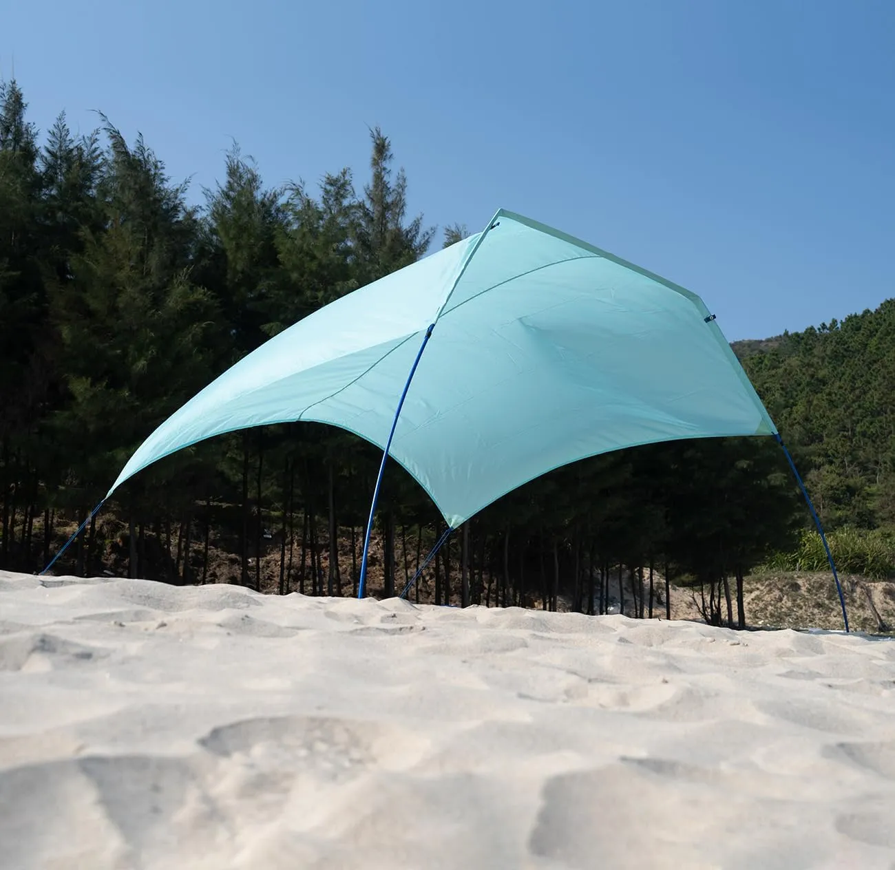 Beach Wind Shade Canopy, Shade Sun Shelter Tent for Beach, Backyard, Grassland, Park, Light Weight, Easy Set Up, 78 Sq. Ft. of Shade for 1-3 People, Lite Blue Tint