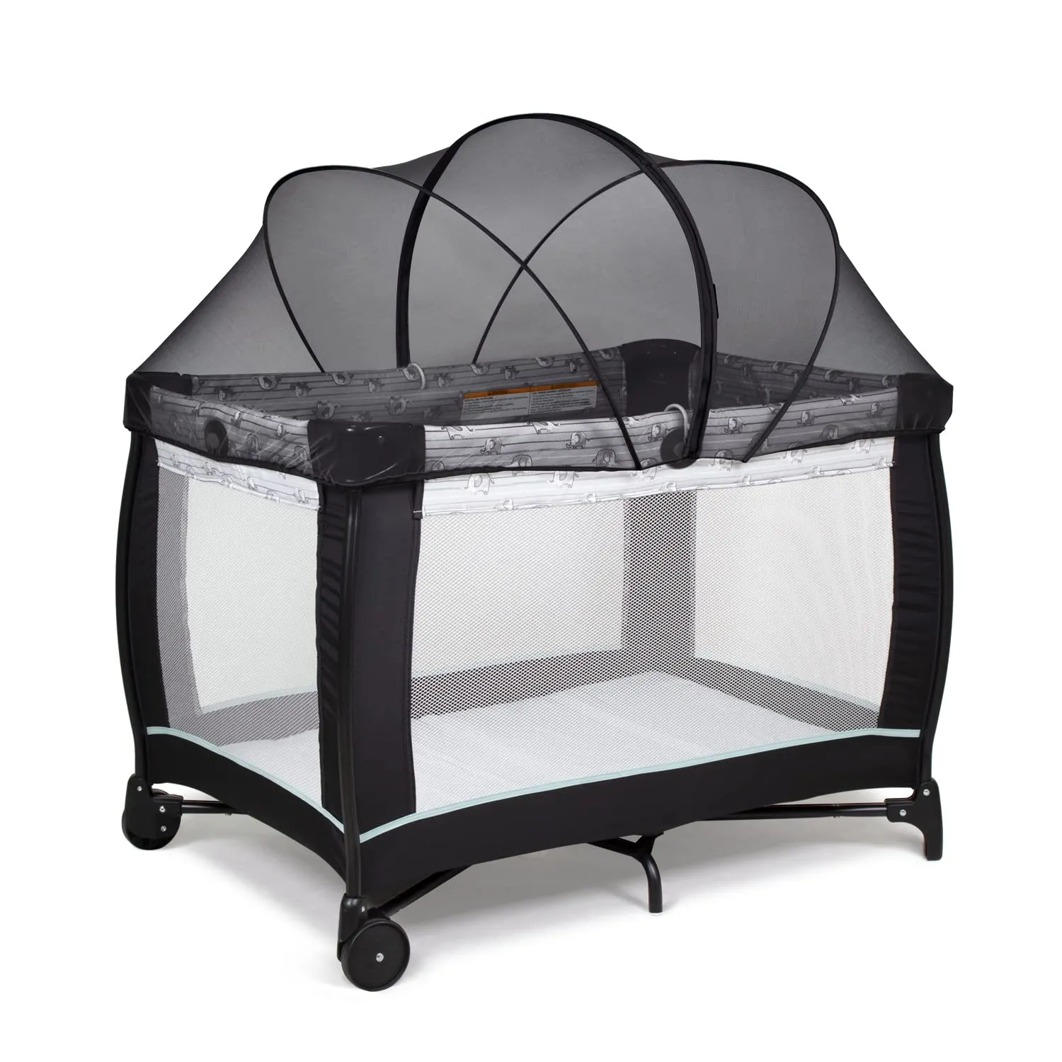Beberoad Love Pack N Play Tent Cover Mosquito Net with 2-Way Zipper for Travel Crib/Playpen (Black)