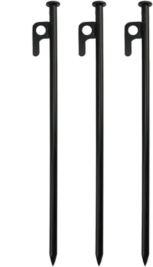 BESPORTBLE 3Pcs Tent Stakes, 8inch Heavy Duty Steel Tent Pegs for Camping, Hiking - Ground Stakes Ground Anchors Pegs