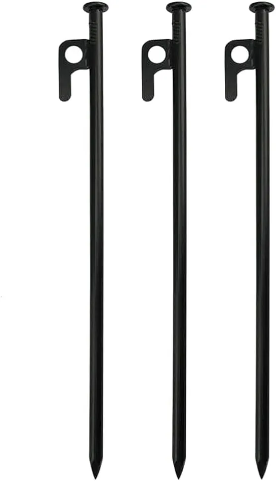 BESPORTBLE 3Pcs Tent Stakes, 8inch Heavy Duty Steel Tent Pegs for Camping, Hiking - Ground Stakes Ground Anchors Pegs